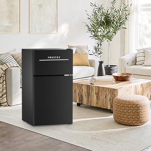 Frestec 3.1 CU' Mini Fridge with Freezer,2-Door Compact Refrigerator,Small Refrigerator for Bedroom Dorm Office Apartment, Silver (FR 302 SL)