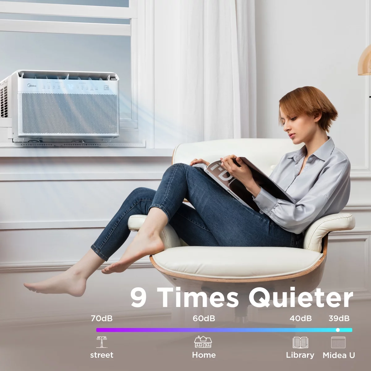 Midea 12,000 BTU Smart Inverter U-Shaped Window Air Conditioner, 35% Energy Savings, Extreme Quiet, Covers up to 550 Sq. ft., MAW12V1QWT