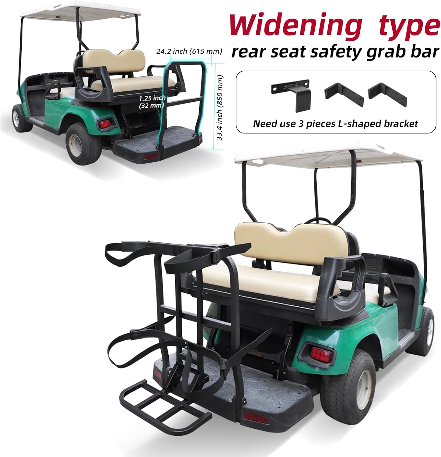Roykaw Upgraded Golf Cart Rear Seat Bag Holder Universal Compatible with EZGO/Club Car/Yamaha, Golf Cart Rear Seat Bag Rack, Better Fixation/Space-Saving/No Drilling Required/Rust-Proof