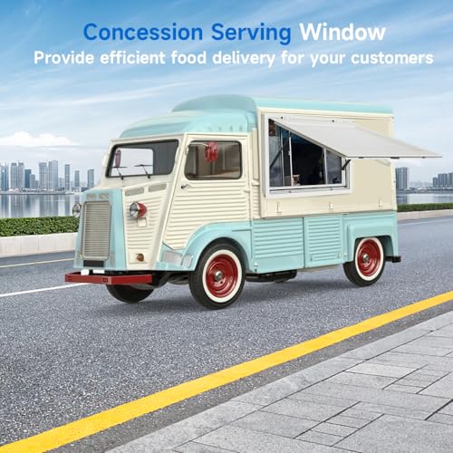 Concession Window, 36" x 36" Aluminum Alloy Food Truck Service Window with 4 Screen Windows & Awning Door & Drag Hook, Up to 80 Degrees Serving Window for Food Truck Concession Trailer