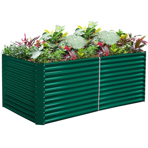 Land Guard 8x4x3ft Rectangular Galvanized Raised Garden Beds, 36" Tall Large-Capacity Metal Planter Box Outdoor, Durable Deep Raised Garden Bed, Raised Beds for Gardening Vegetables, Classic Silver