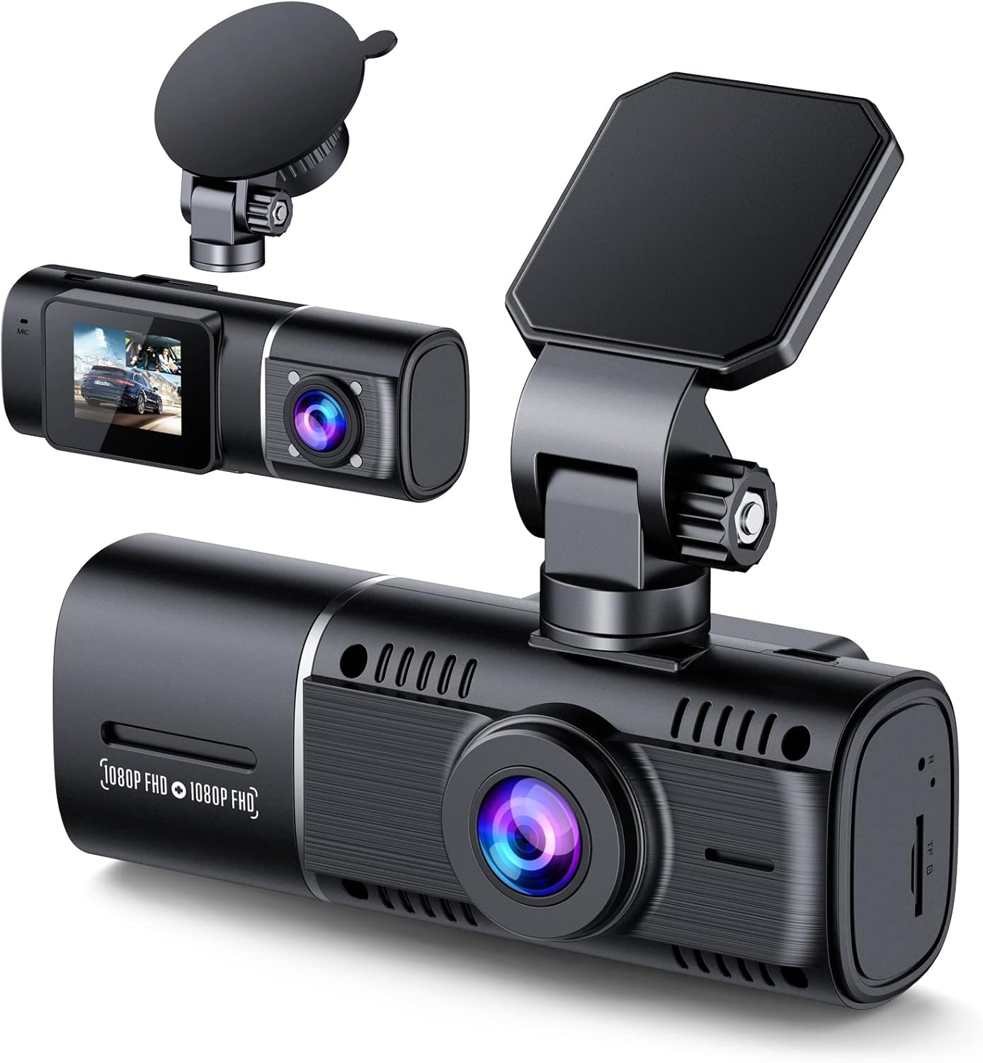 Dual Dash Cam Front and Inside1080P Dash Camera for Cars 1.5" Display 170° Wide Angle Car Camera Driver Recorder with Motion Detection Pack of 2