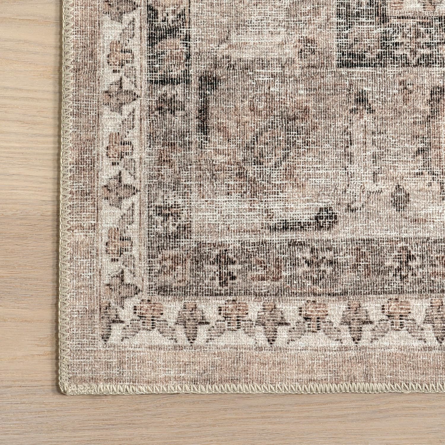 nuLOOM Davi Medallion 6x9 Spill Proof Machine Washable Area Rug for Living Room Bedroom Dining Room, Stone/Ivory