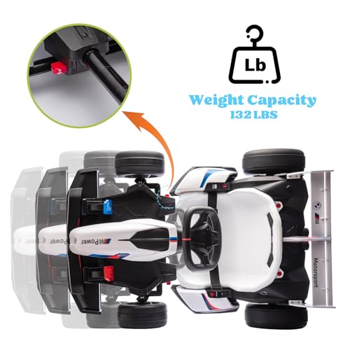 36V Electric Go Kart for Kids, Licensed BMW Battery Powered Drift Racing Go Kart, 7.5 MPH Drift Kart with Dual 300W Powerful Motor, Kids Race Pedal Go Karting Car w/Adjustable Speed, White
