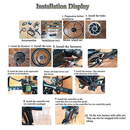 1500W Electric Bike Kit 48V Brushless Gear Front Rear Hub Motor Bicycle 26" 27.5" 700C 29" 28" Ebike Conversion Kit,RearDrive-24inch