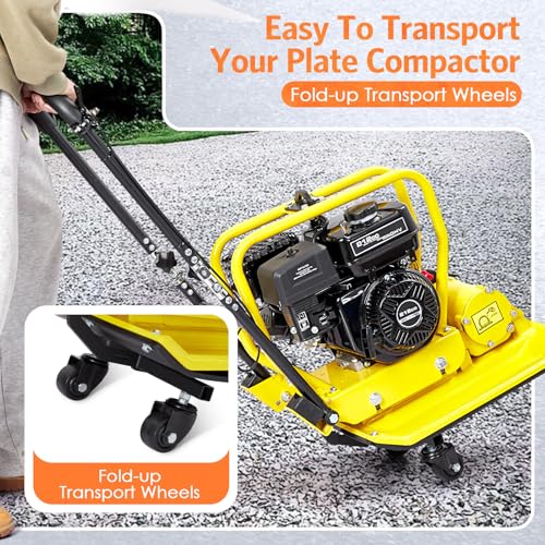Plate Compactor, 7.0HP 212cc Gas Engine 5760 VPM, 4500LBS Compaction Force, 20x15 Inch Plate, Power Vibratory Soil Tamper Compactor Machine, EPA Compliant