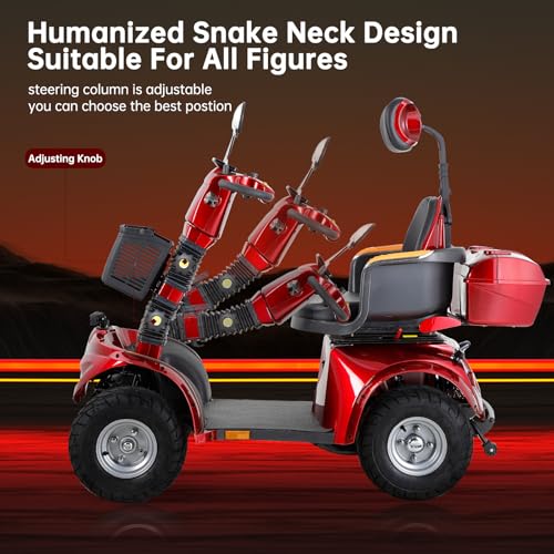 All Terrain Mobility Scooter,Heavy Duty Mobility Scooter for Seniors & Adults,500 lbs Capacity Heavy-Duty 4 Wheel Mobility Scooter Handicap Scooters for Adults (Red)