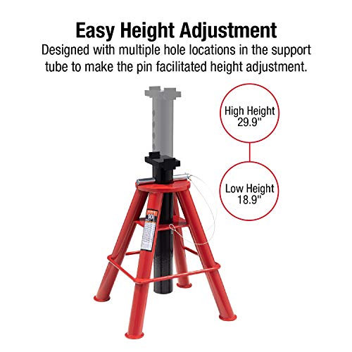 Sunex 1410 10-Ton, High Height, Pin Type, Jack Stands, Pair