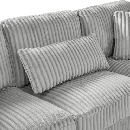 Oversized U-Shaped Sectional Sofa Couch Plush Corduroy Upholstered Modular Deep Seat Sofa&Couch Sectional W/Right Facing Chaise Lounge and 7 Toss Pillows for Home Apartment Living Room Furniture Sets
