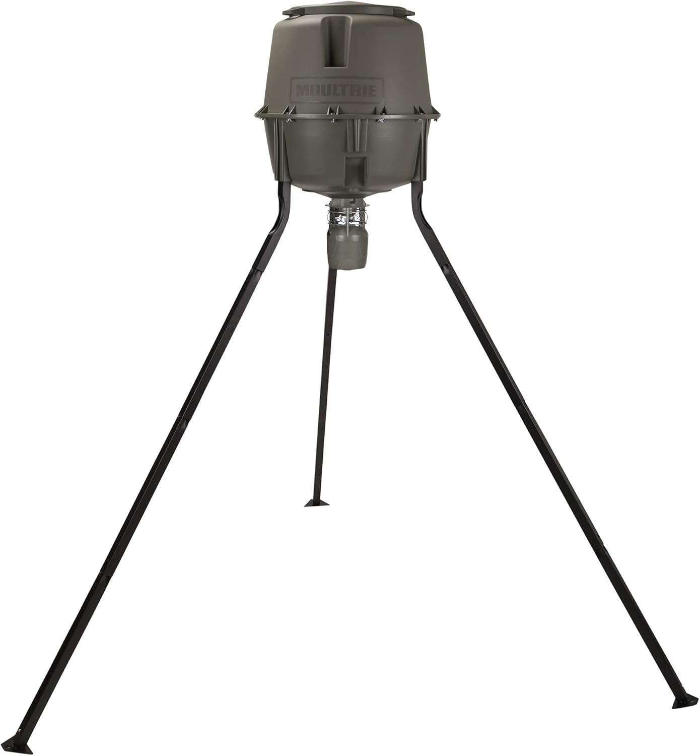 Moultrie 30 Gallon Spin Cast Deer Feeder Tripod 200 Pound Capacity Molded Plastic Tools-Free Assembly