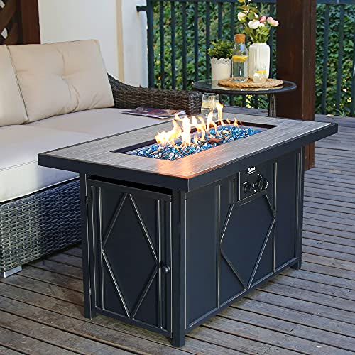 BALI OUTDOORS 50000 BTU Propane Fire Pit with Lid, 28 inch Fire Pit Table Outdoor, Black Firepits for Outside Backyard, Patio