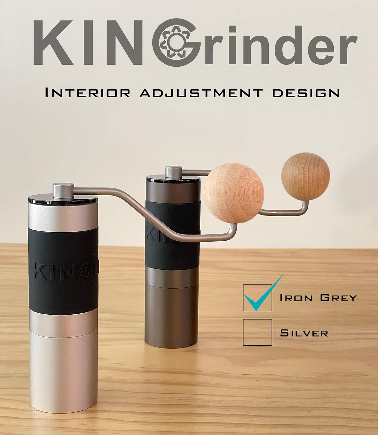 KINGrinder K1 Iron Grey Manual Hand Coffee Grinder 140 Adjustable Grind Settings for Aeropress, French Press, Drip, Espresso with Assembly Consistency Stainless Steel Conical Burr Mill, 25g Capacity