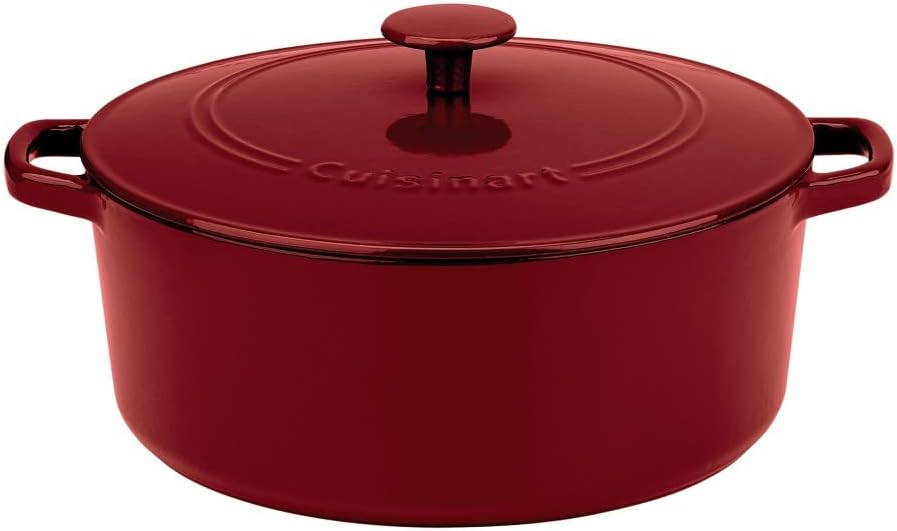 Cuisinart Chef's Classic Enameled Cast Iron Casserole Set (7-Quart, 5-Quart), Cardinal Red