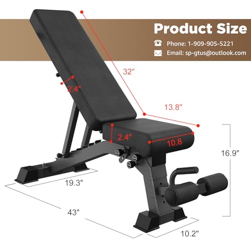 Foldable Weight Bench - Adjustable Bench for Full Body Workout, Fully Upright Backrest Design, Multi-Purpose Incline Decline Bench - 2025 Version Black