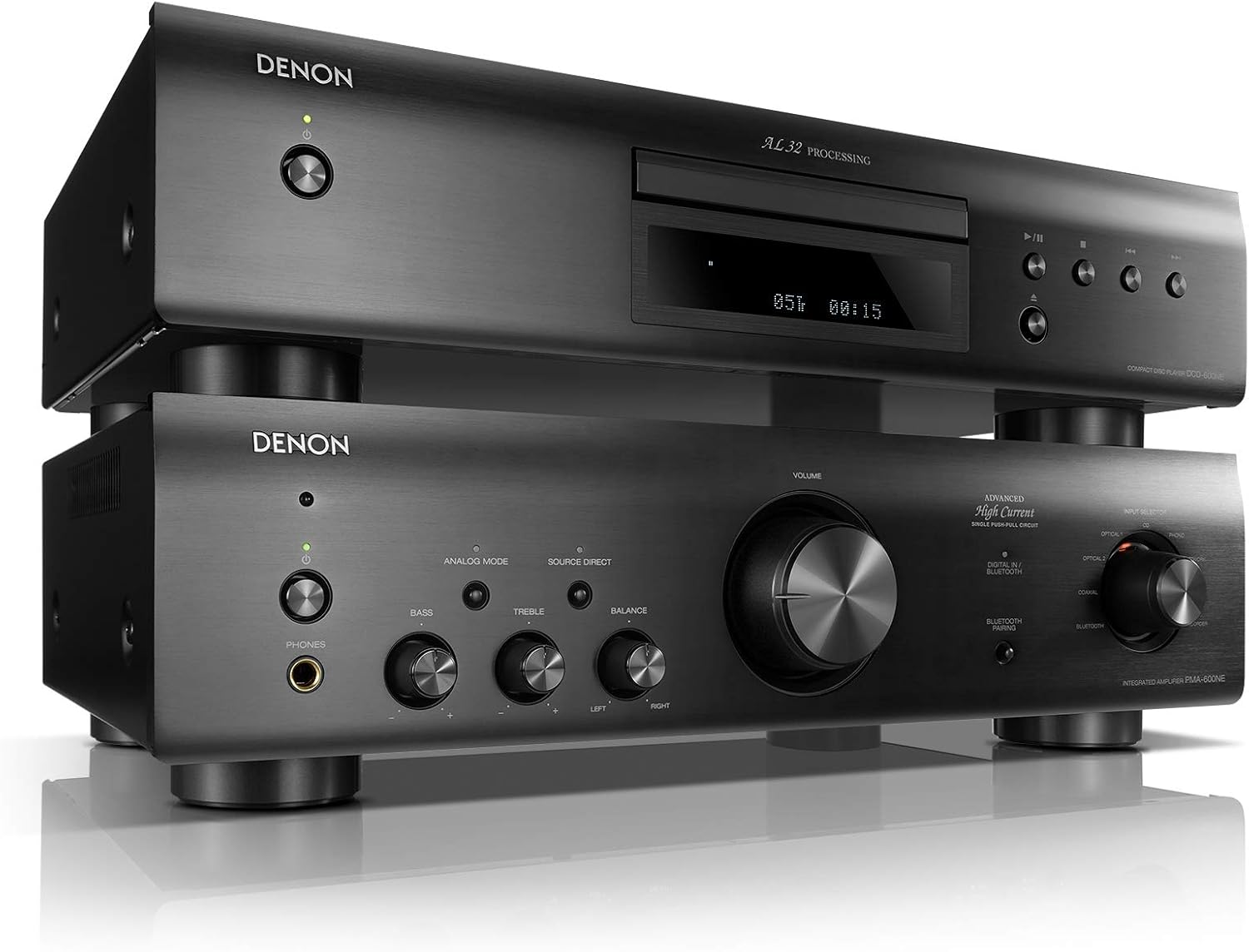 Denon DCD-600NE Compact CD Player in a Vibration-Resistant Design | 2 Channels | Pure Direct Mode | Pair with PMA-600NE for Enhanced Sound Quality | Black