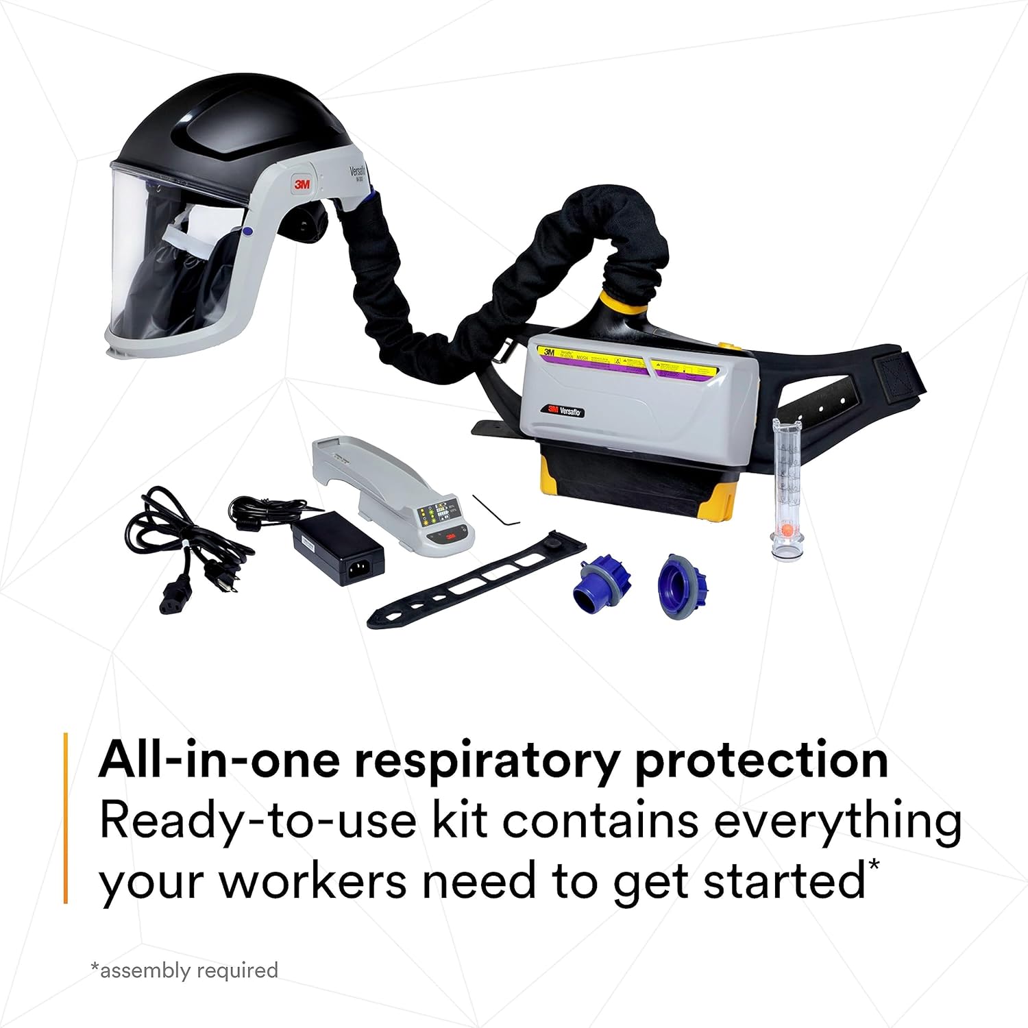 3M PAPR Respirator, Versaflo Powered Air Purifying Respirator Heavy Industry Kit, TR-800-HIK, Intrinsically Safe, NIOSH, Ready to Use All-in-One Respiratory Protection for Particulate, Gas and Vapor