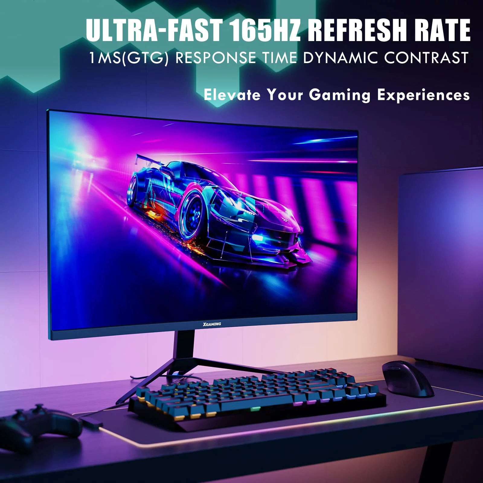 Xgaming 27-inch 165Hz/144Hz Curved Gaming Monitor, Ultra Wide 16:9 1440p PC Monitor for Laptop with 2*Speakers, 1ms AMD, QHD2K(2560 x 1440p) HDR Computer Monitor Support VESA, HDMI&DP, Metal Black
