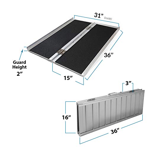6' (72" X 31") Extra Wide Non-Skid Aluminum Wheelchair Scooter Loading Ramp 6FT, Lightweight Folding Portable Traction Ramp