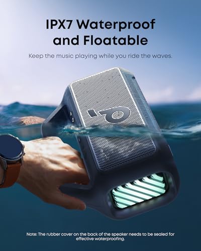 soundcore Boom 2 By Anker, Outdoor Speaker, 80W, Subwoofer, BassUp 2.0, 24H Playtime, IPX7 Waterproof, Floatable, RGB Lights, USB-C, Custom EQ, Bluetooth 5.3, Portable for Camping, Beach, and Backyard