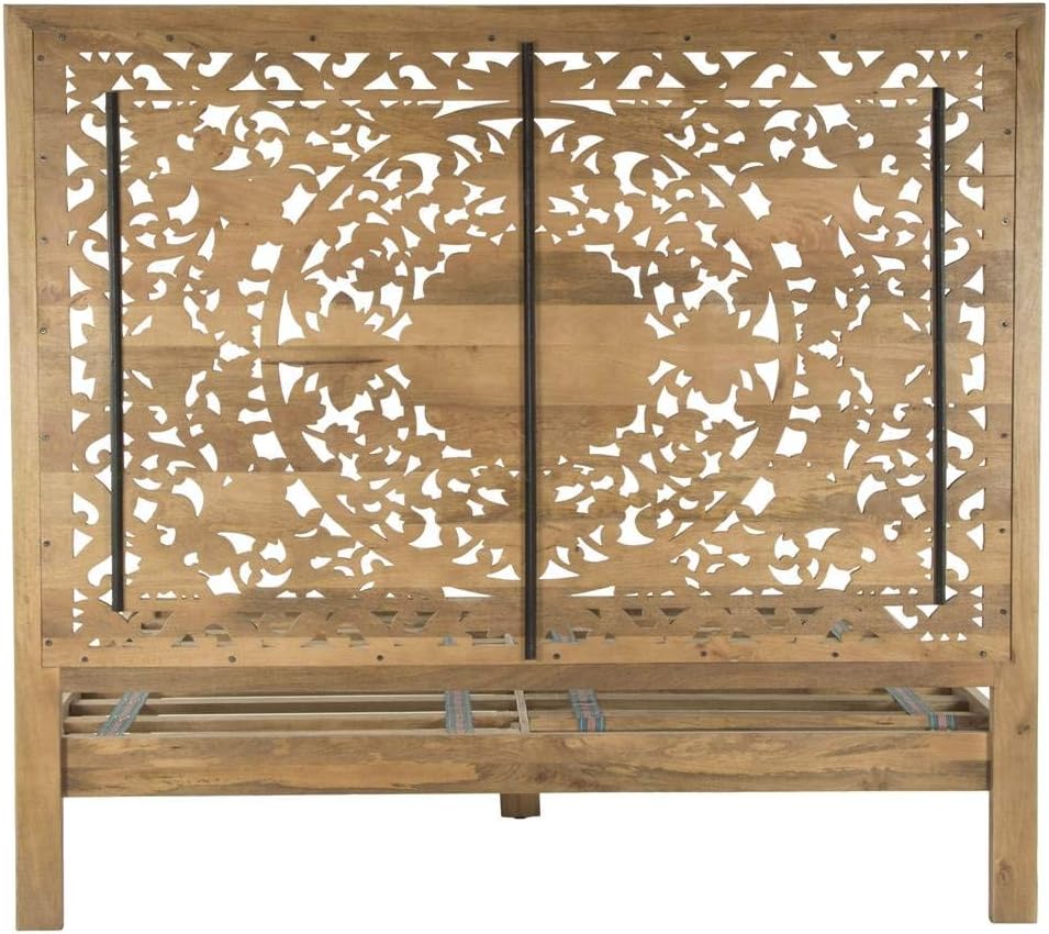 Haveli Mango Wood Queen Bed in Brown/Whitewash