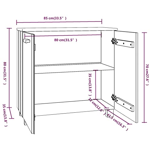 Buffets & Sideboards Sideboard Light Gray 33.5"x13.8"x31.5" Solid Wood Pine,Rustic Farmhouse Pine Sideboard with 2 Doors for Ample Home Storage Cabinets & Storage