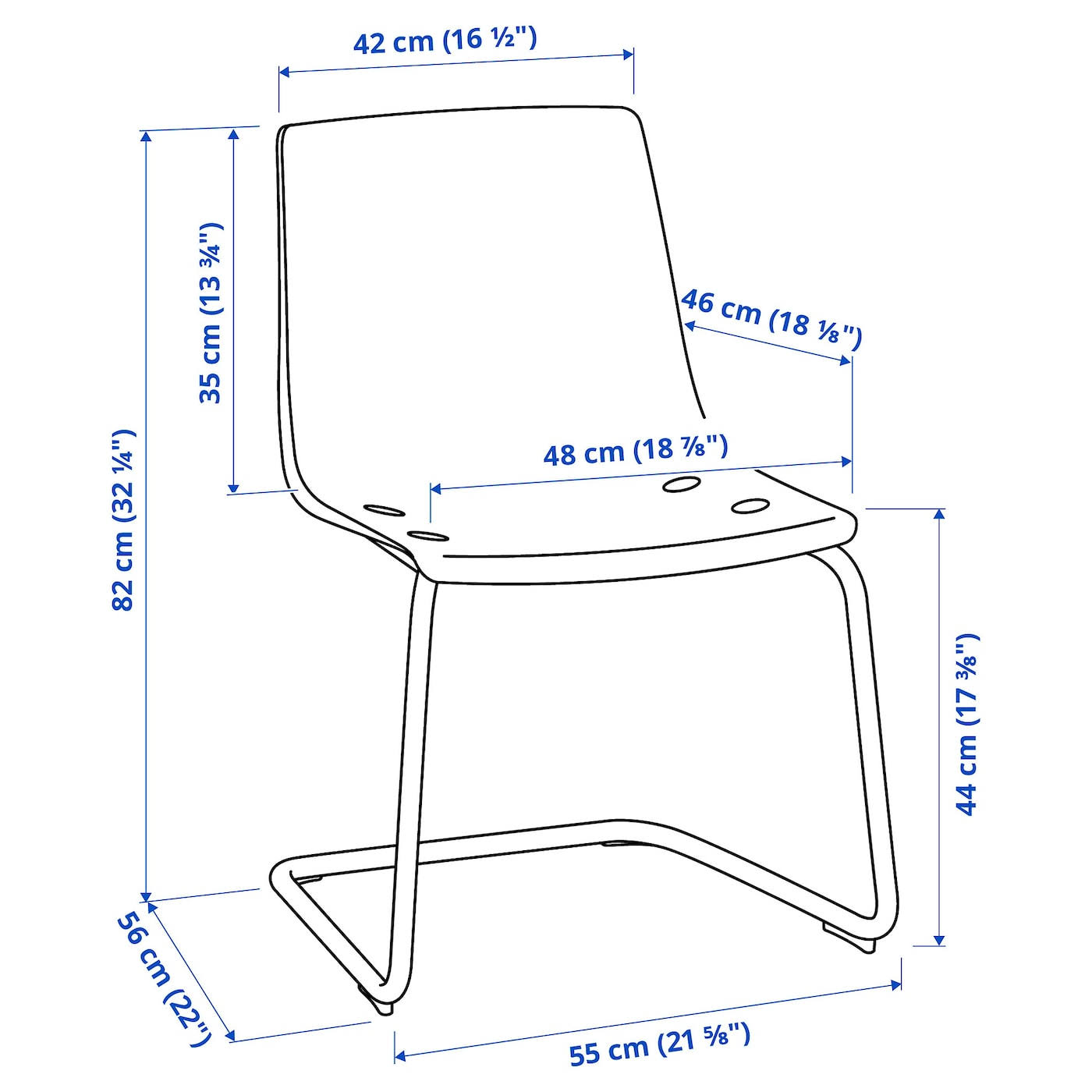 IKEA - Tobias Chair, Blue/Chrome Plated, Tested for: 243 lb