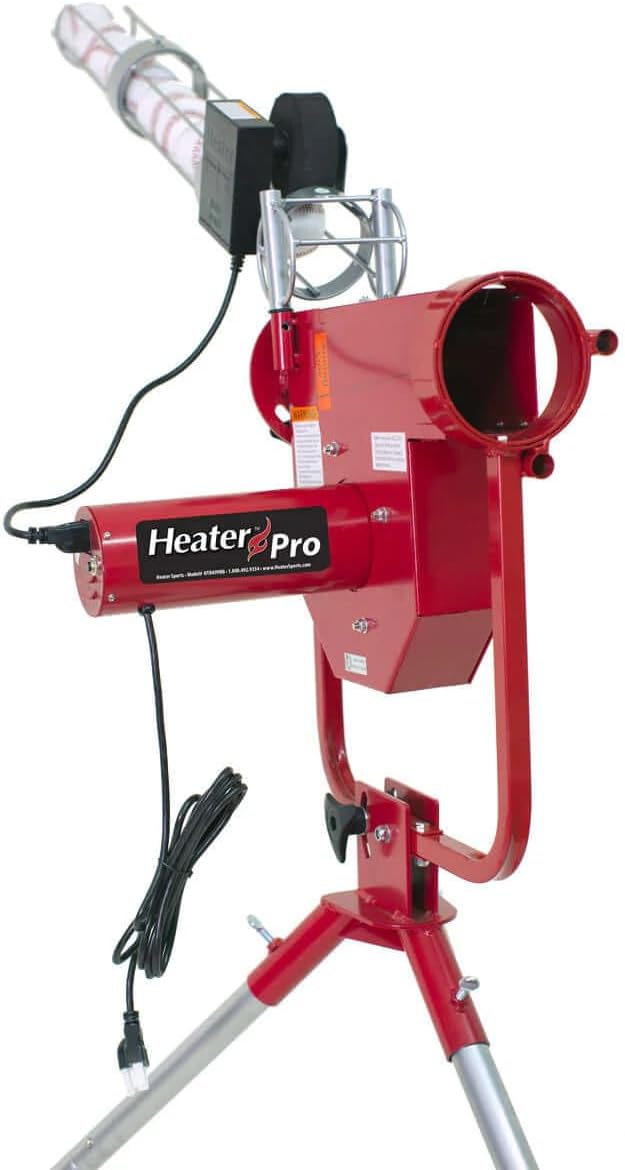 Heater Sports Pro Breaking Ball Baseball Pitching Machine With Auto Ball Feeder & Xtender 24' L x 12' W x 12' H' Batting Cage