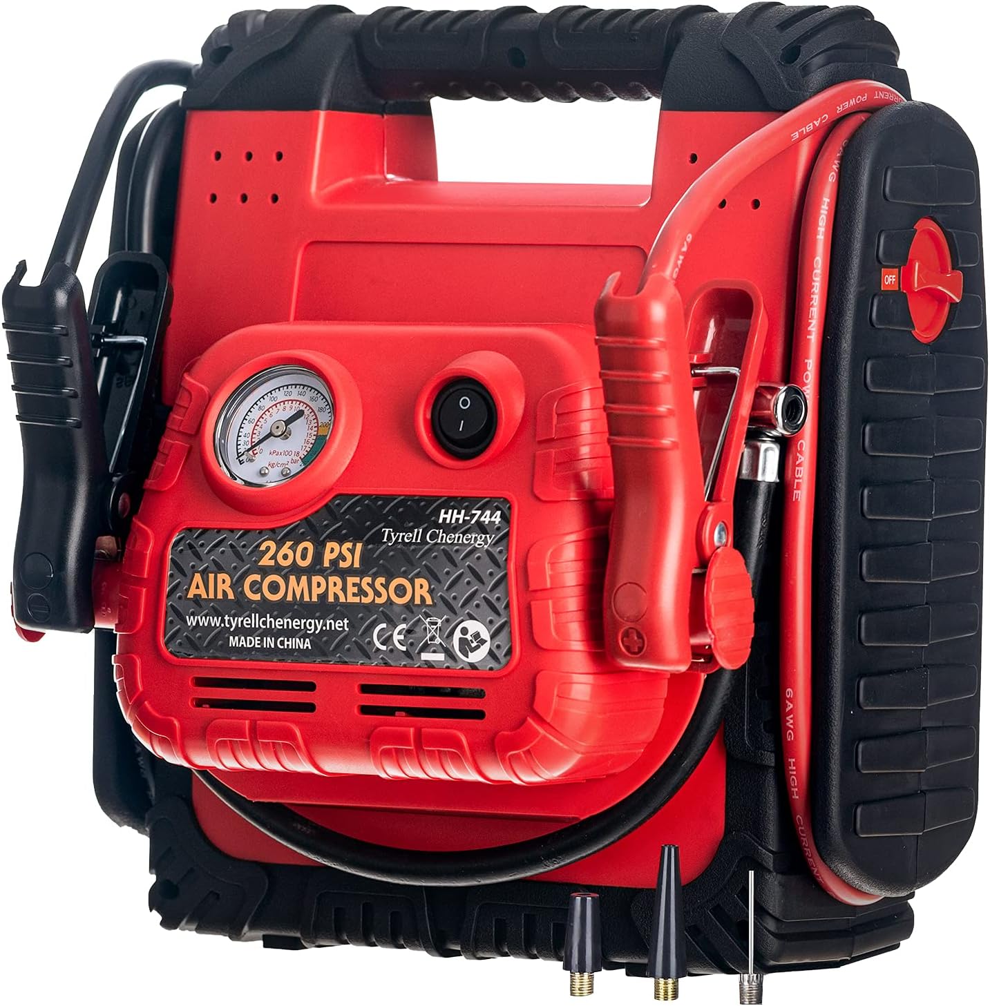 Jump Starter 1200Amp 12V Car Starter Power Station with 260 PSI Air Compressor 5V/2.1A USB DC Sockets 12V for Your Outdoor Trip