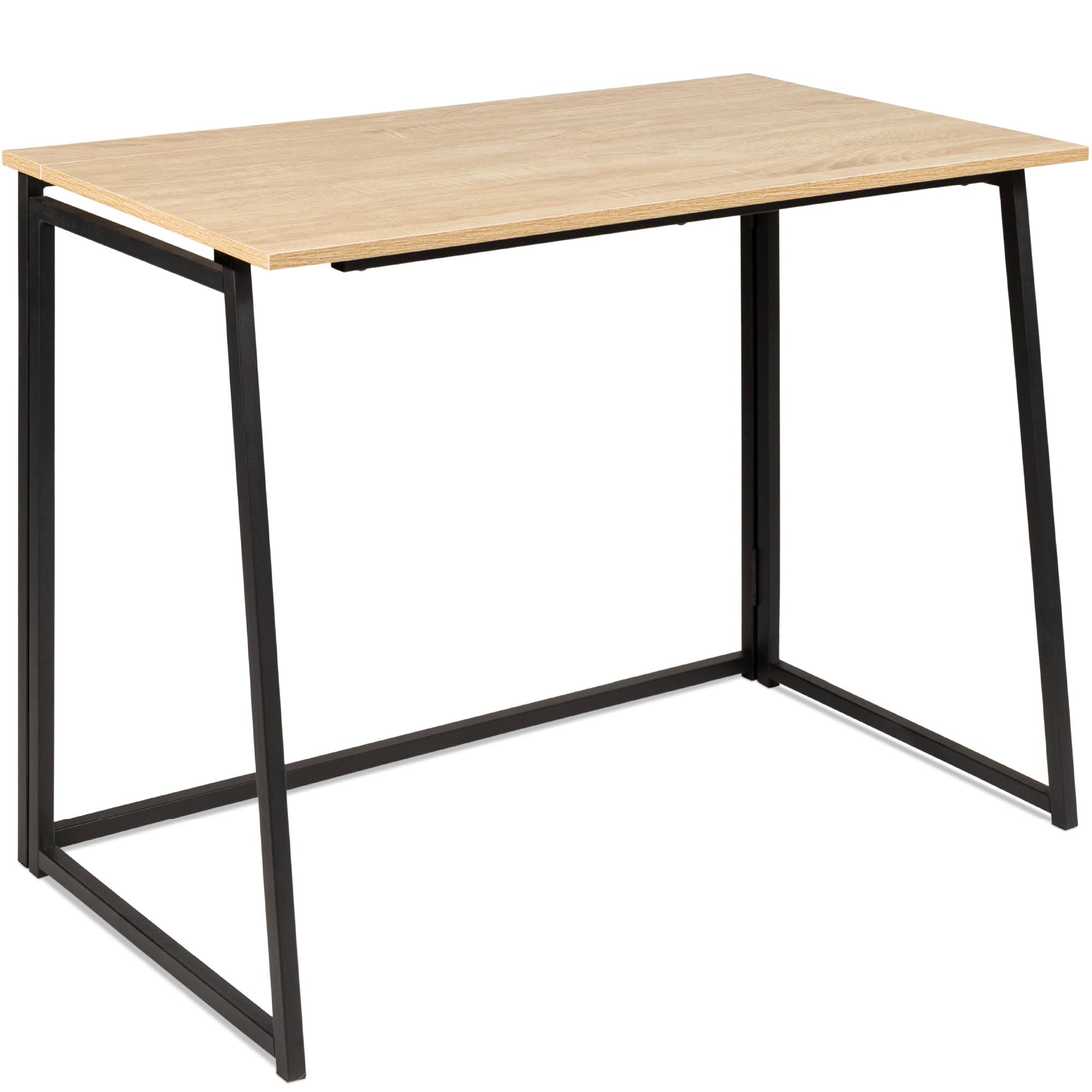 Best Choice Products 42in Folding Drop Leaf Desk for Home Office w/ Wood Table Top, Space Saving - Black/Natural