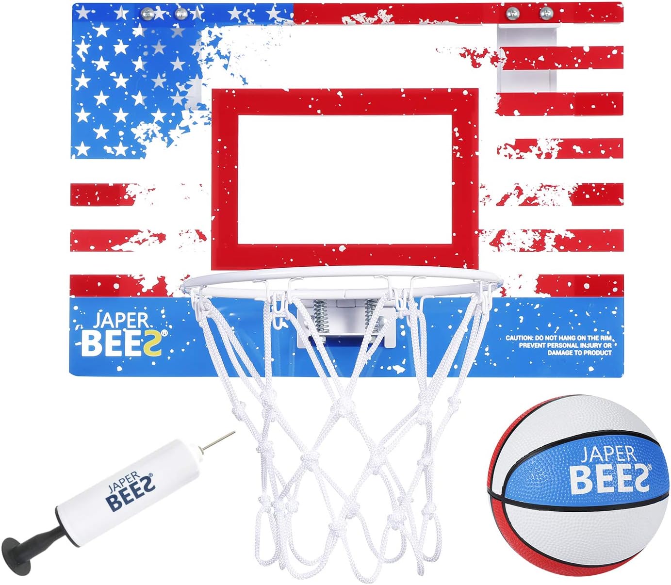 JAPER BEES Pro Mini Basketball Hoop Over The Door & Wall Mount Indoor Basketball Hoop w/Shatterproof Backboard Pack of 2