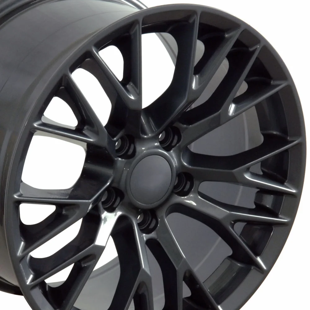 OE Wheels 18 Inch Fits Chevy Camaro Corvette Pontiac Firebird C6 ZR1 Style CV08A Gunmetal 18x10.5/18x8.5 Rim Hollander 5402 SET