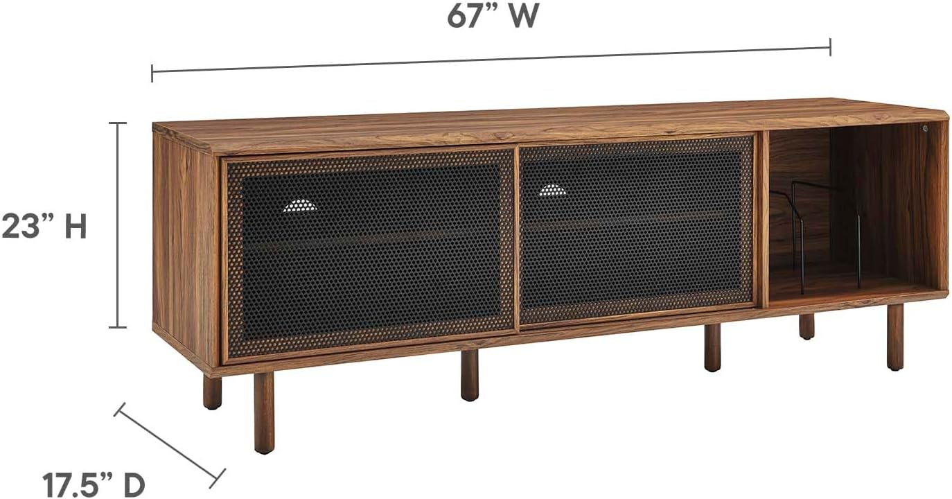 Modway Kurtis MDF Particleboard TV and Record Stand for TVs up to 65" in Walnut