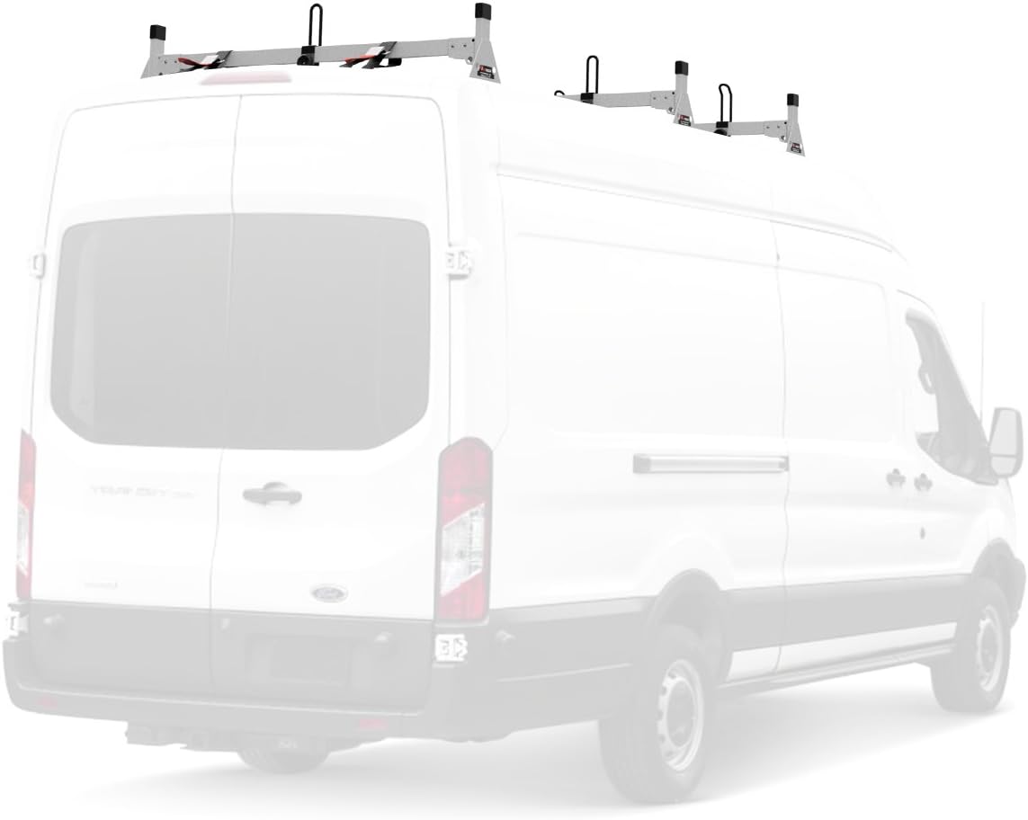 Vantech Ford Transit (Cargo) 2015-On 3 bar Rack Low Profile 54 Bars Aluminum White