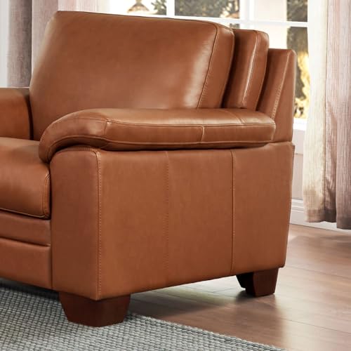 Hydeline Magnum Top Grain Leather Sofa Couch, 84", Nutmeg Brown