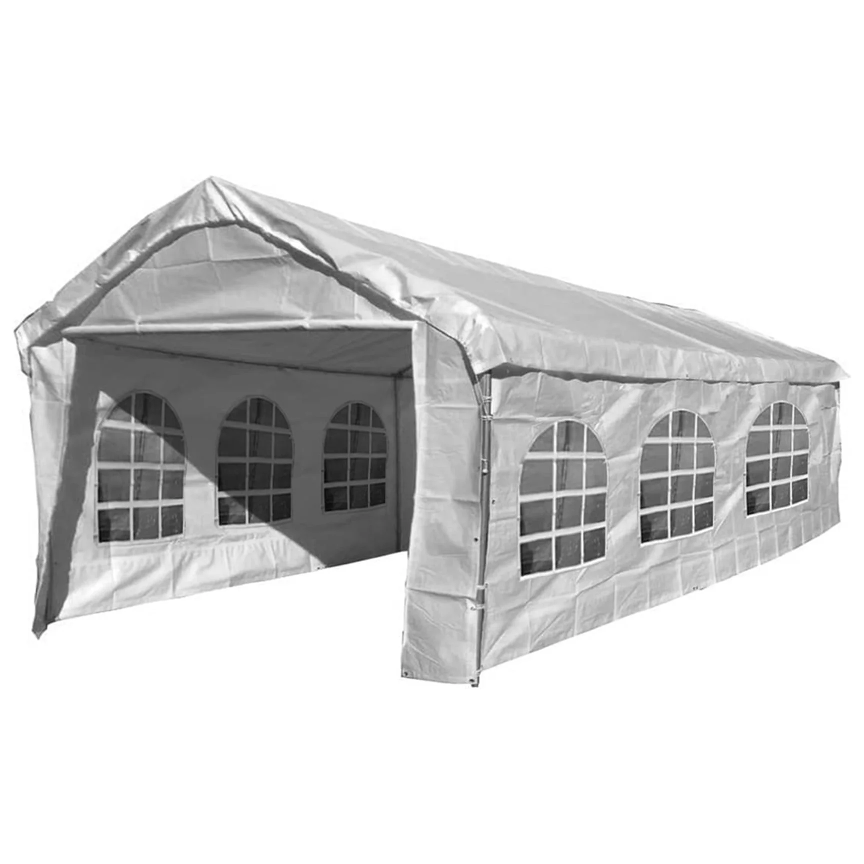 10X20 Canopy Tarp Set (5pc) Paneling and Top Set Valanced Tarp Kit Carport (Side Wall 3 Windows Replacement (White)