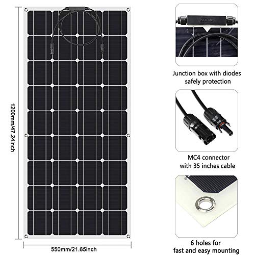 Solar Panel 300w Bendable Flexible Solar Charger SunPower Solar Module with 30A solar controller for RV, Boat, Cabin, Tent, Car, Trailer, 12v /24v Battery or Any Other Irregular Surface