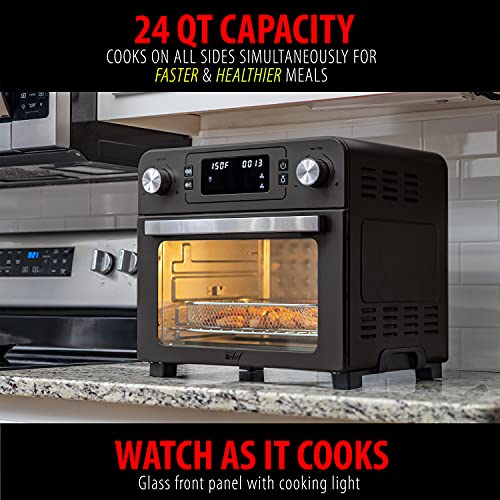 Deco Chef 24 QT Countertop 1700 Watt Toaster Oven with Built-in Air Fryer and Included Rotisserie Assembly, Grill Rack, Frying Basket, and Baking Pan