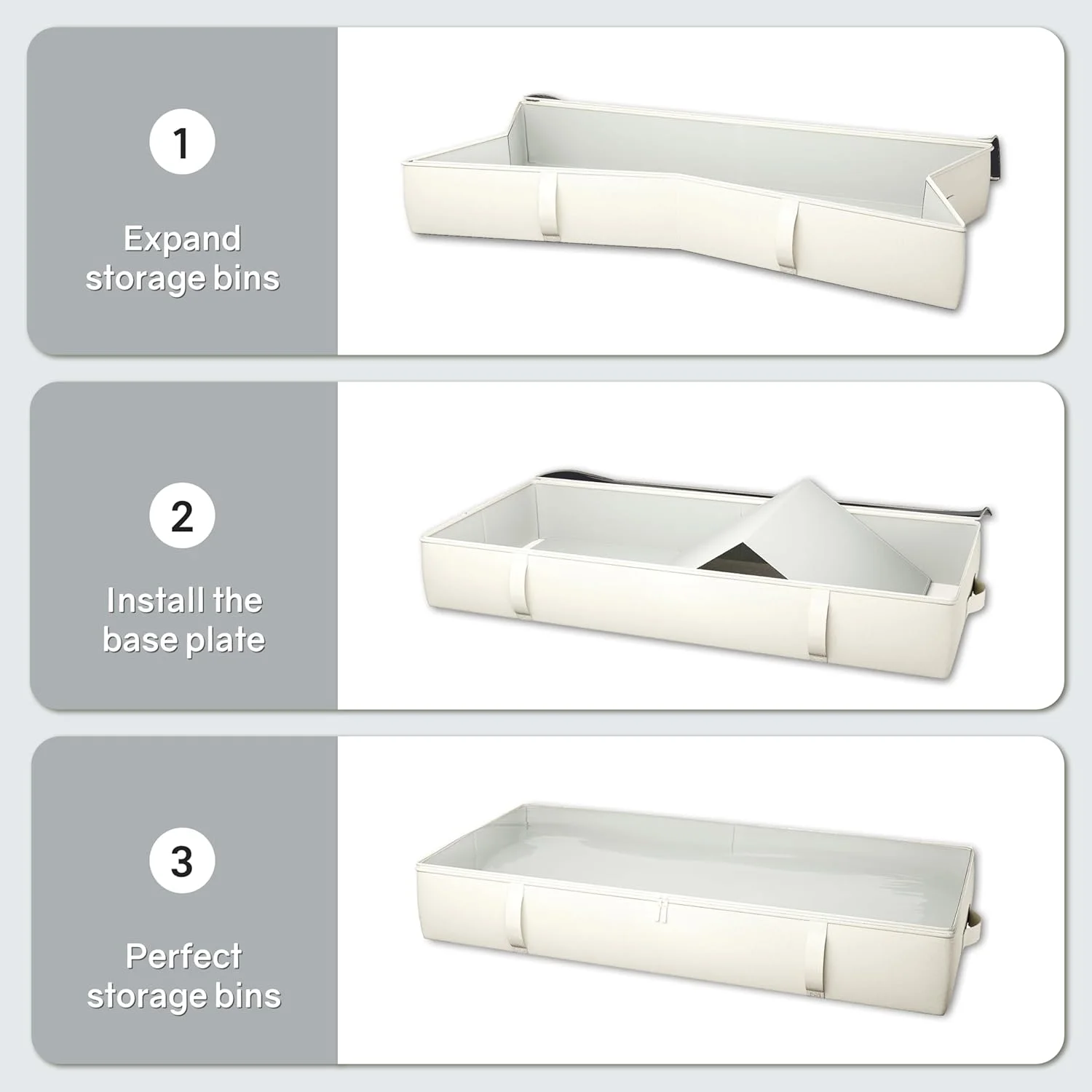 2-Pack Under Bed Storage Containers, 8 Inches Tall Underbed Clothes Storage Organizer Bin with Sturdy Sidewalls/Bottom, Under the Bed Storage Bags 2 Storage Bins, Beige