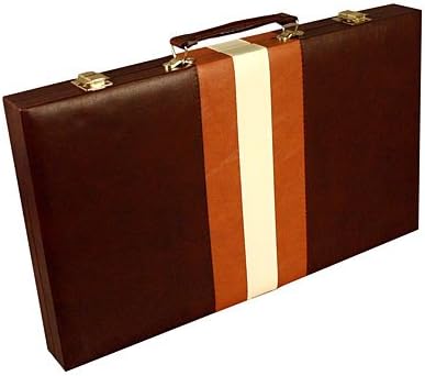 Large 18" Leatherette Backgammon Set - Brown