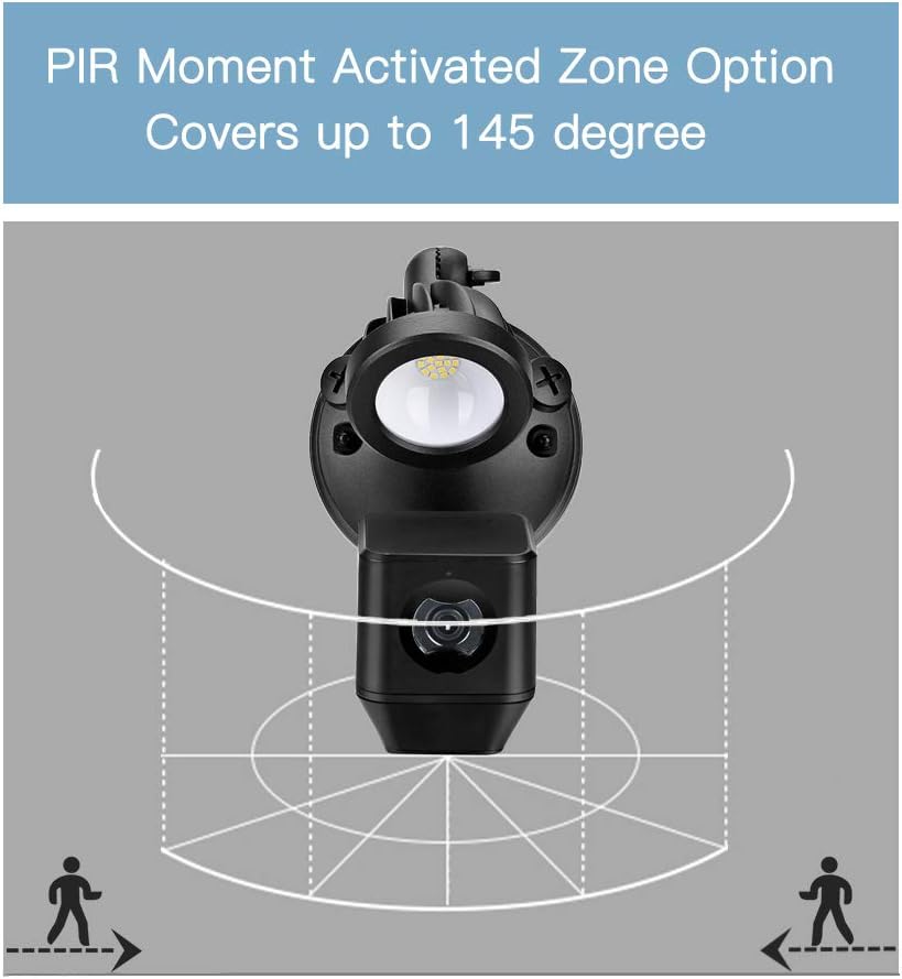 Floodlight 1080P IP Camera, Outdoor Security Light Cam, 140 Degree View Angle, 3 PIR Covers 270 Degree, Customized Motion Area, Two-Way Talk, Siren Alarm, No Cloud Fee