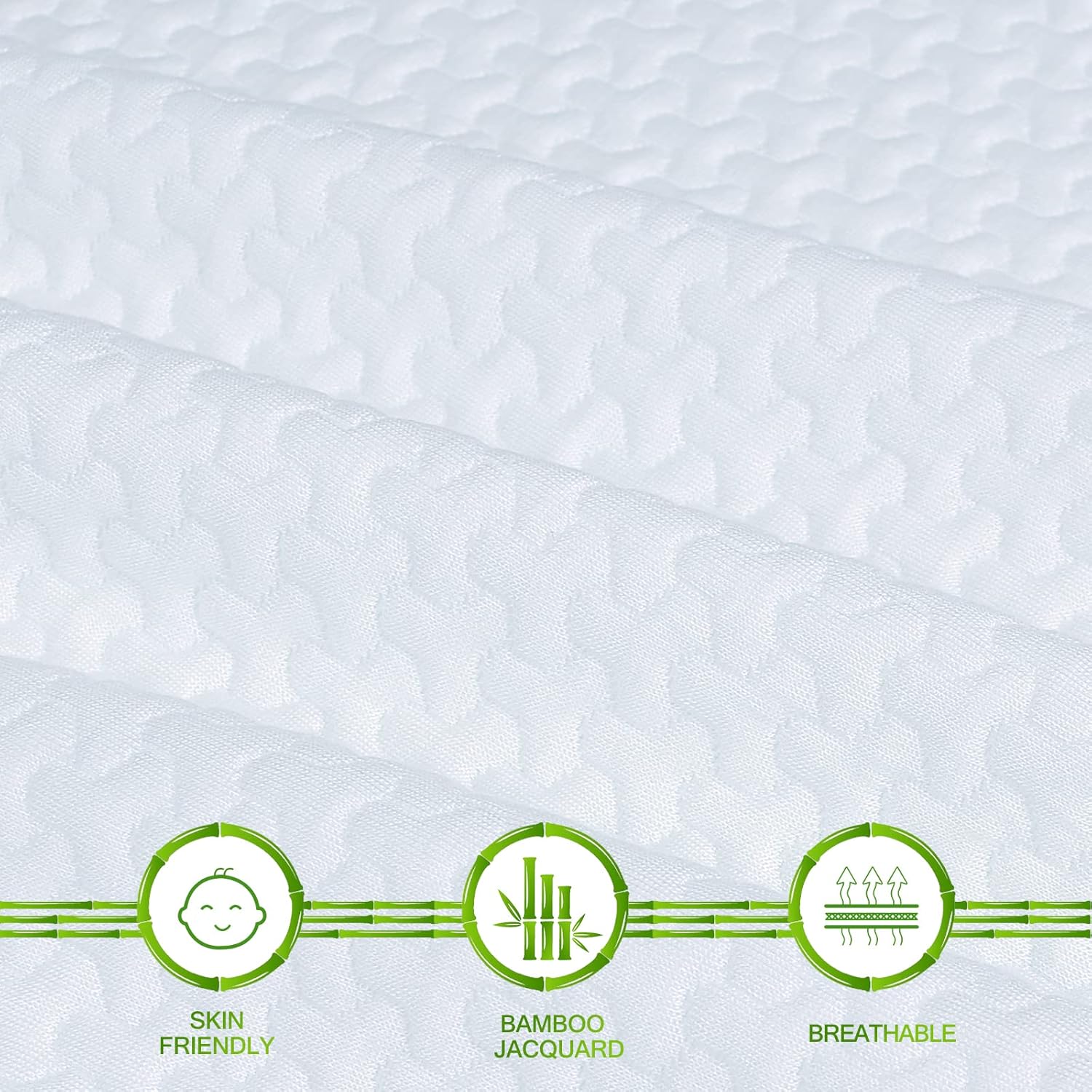Mattress Topper Cover Queen Size (Only Cover) 3 Inch Mattress Protector Bamboo Rayon Zippered Mattress Encasement with Adjustable Straps Memory Foam Mattress Topper Cover