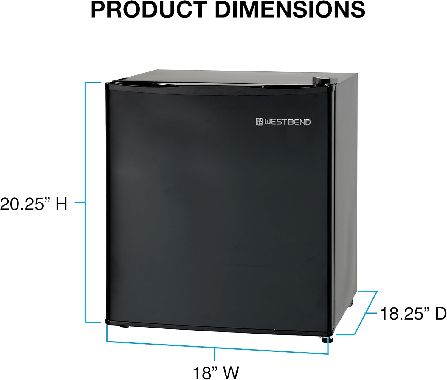 West Bend Mini Fridge Compact Refrigerator for Home Office or Dorm, Auto Defrost with Reversible Door, Energy Star Rated, 1.7-Cu.Ft., Black