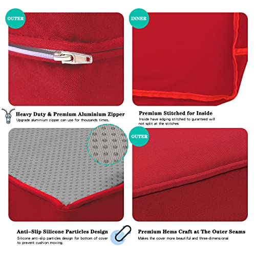 ClawsCover 13Pack Outdoor Seat and Back Cushions Replacement Covers Fit for 7Pieces Wicker Rattan Patio Furniture Set Sectional Couch with Dining Table and Ottoman,Red-Include Cover Only