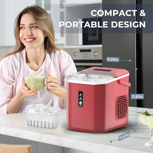 EUHOMY Crescent Ice Makers Countertop, 35Lbs/24H, 16Pcs in 12Mins, Auto Deep Cleaning, Timer, Portable Crescent Ice Maker Countertop with Crystal-Clear Ice Cubes for Home/Office/Party