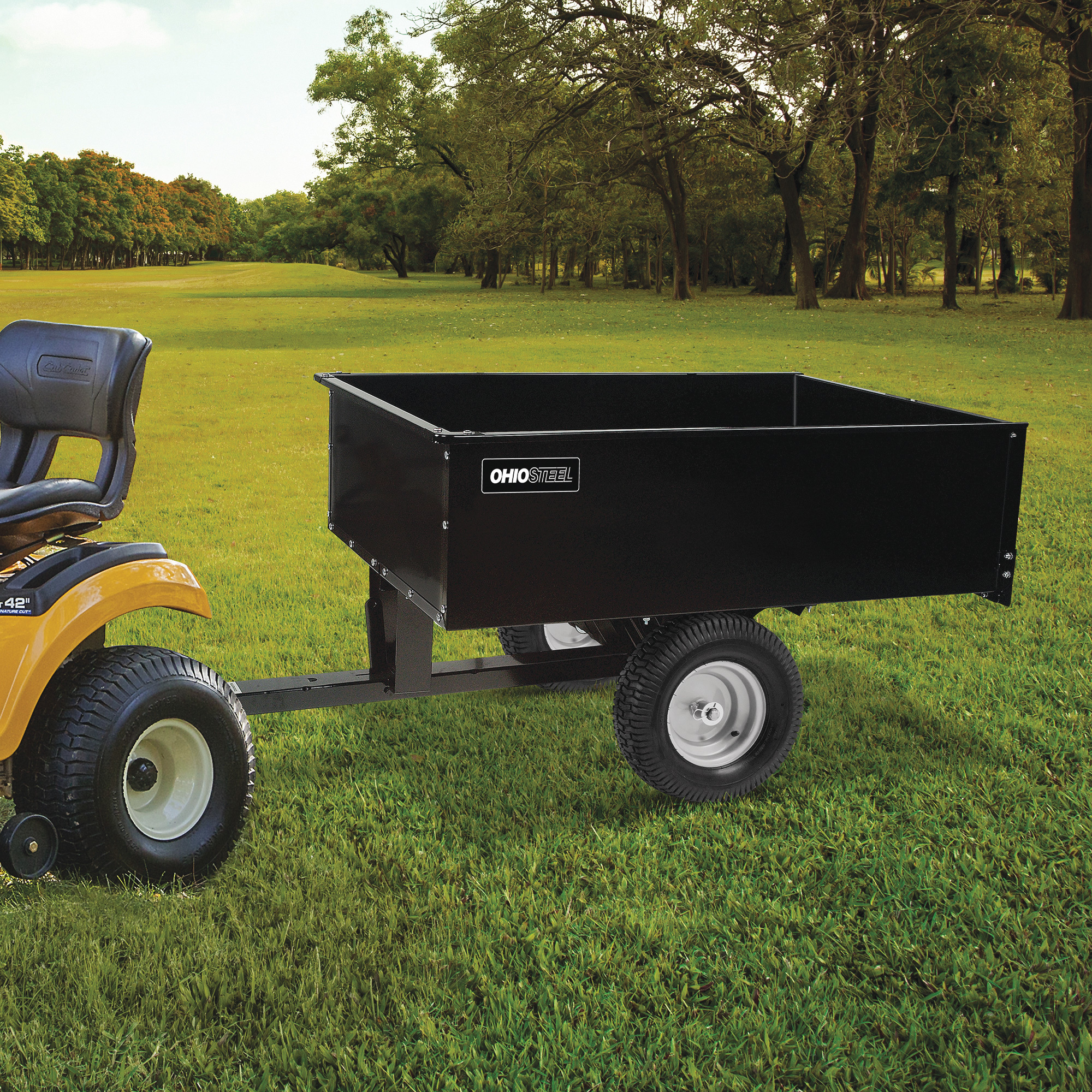 Lawn + Garden Utility Trailers Ohio Steel Heavy-Duty Steel Dump Cart, 1000-Lb. Capacity, 12 Cu. Ft.