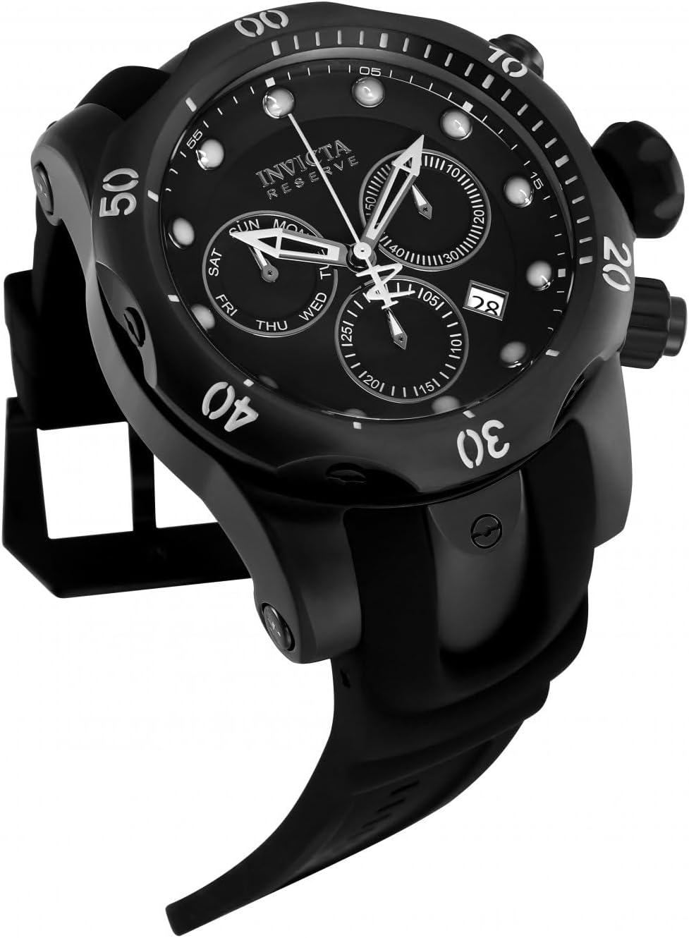 Invicta Men's INVICTA-6051 Venom Reserve Black Stainless Steel Watch with Polyurethane Band