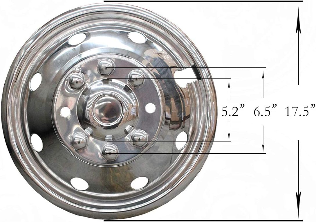 Kucaruce Set of 4 19.5 10 Lug Wheel Skins Hub Caps Rim Covers Stainless Steel Wheel Simulators For 2008-2020 R_a_m 4500 5500 Pickup