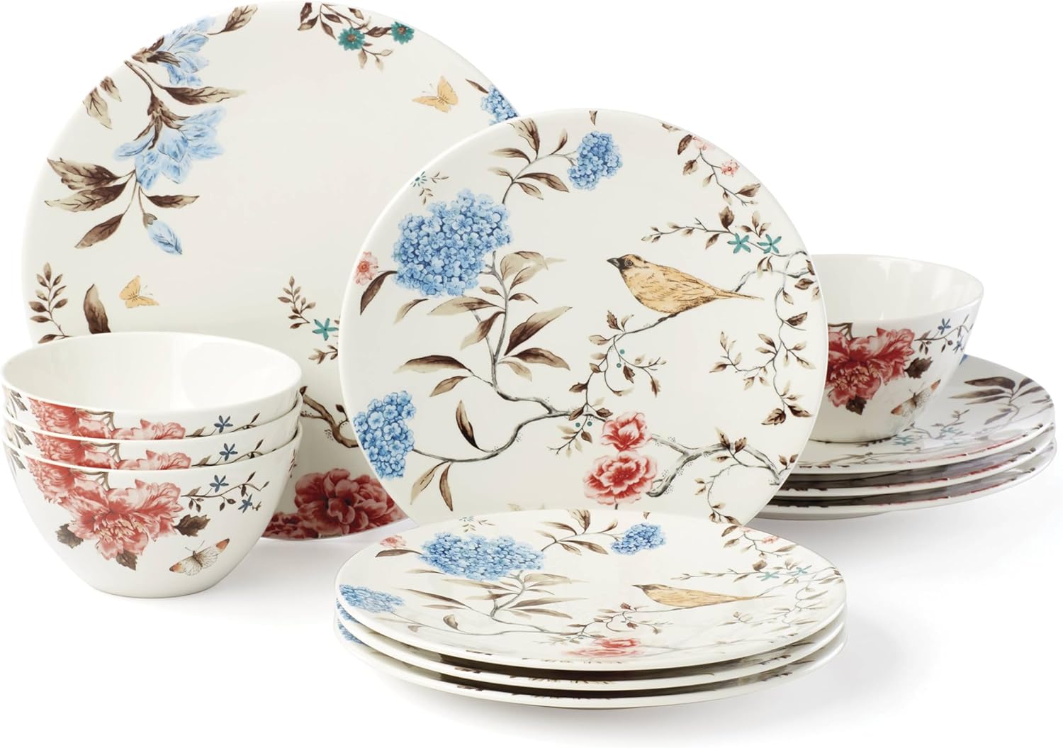 Lenox Sprig & Vine 12-Piece Dinnerware Set, 17.30 LB, White