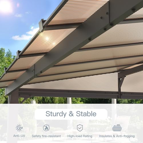 10' x 28' Gazebo,Outdoor Pergola Large Wall-Mounted hardtop Lean to Gazebo with Sloped Roof and Double Curtains & Netting,Awnings for Patio,Backyard,Deck,Garden,Navy