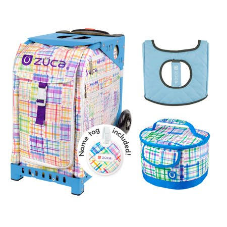 Zuca Sport Bag - Patchwork with Gift Seat Cover and Lunchbox (Blue Frame)